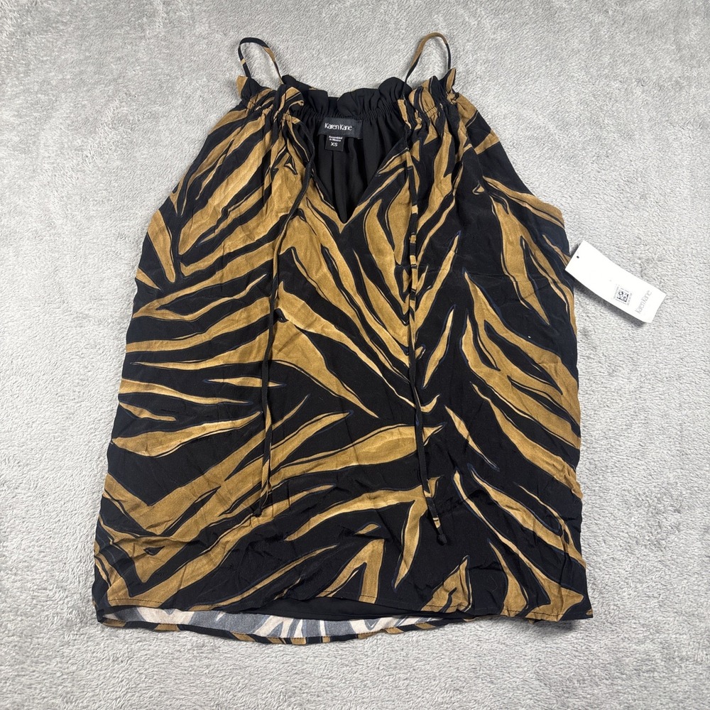 NWT Karen Kane Women's Keyhole Tank Top Zebra‎ Print Brown Size XSmall